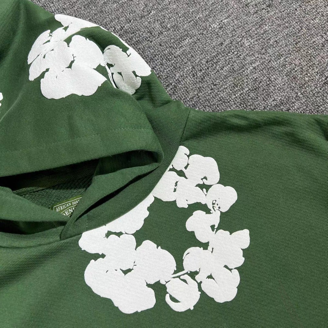 Denim Tears 花环图案发泡印花套头连帽卫衣 外套 绿色 B0 