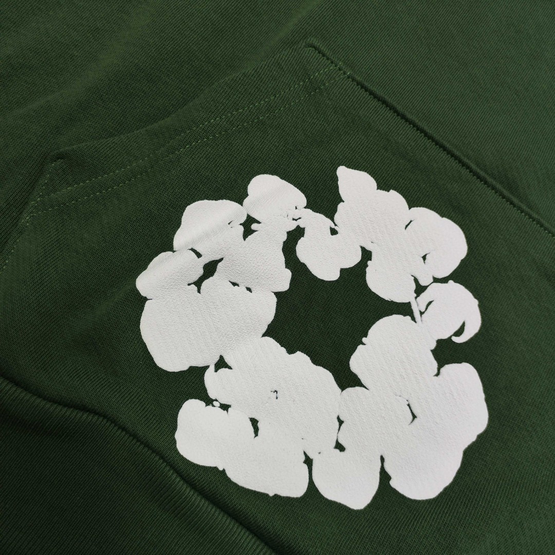 Denim Tears 花环图案发泡印花套头连帽卫衣 外套 绿色 B0 