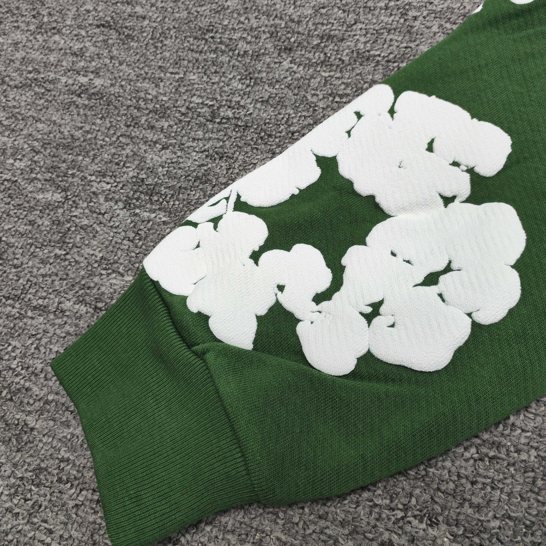 Denim Tears 花环图案发泡印花套头连帽卫衣 外套 绿色 B0 