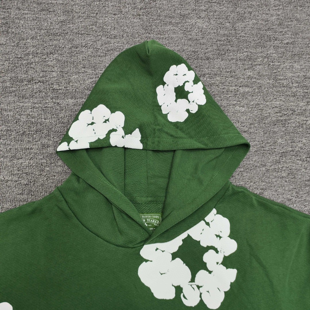 Denim Tears 花环图案发泡印花套头连帽卫衣 外套 绿色 B0 