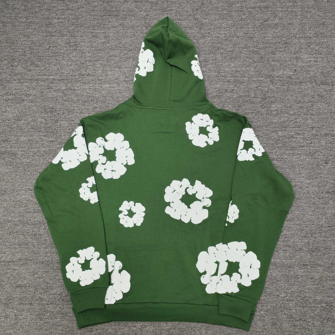 Denim Tears 花环图案发泡印花套头连帽卫衣 外套 绿色 B0 