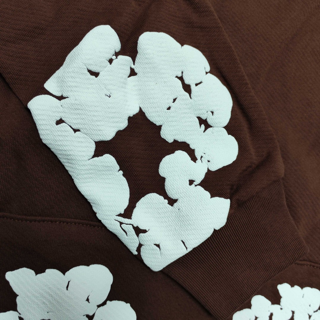 Denim Tears 花环图案发泡印花套头连帽卫衣 外套 棕色 B0 