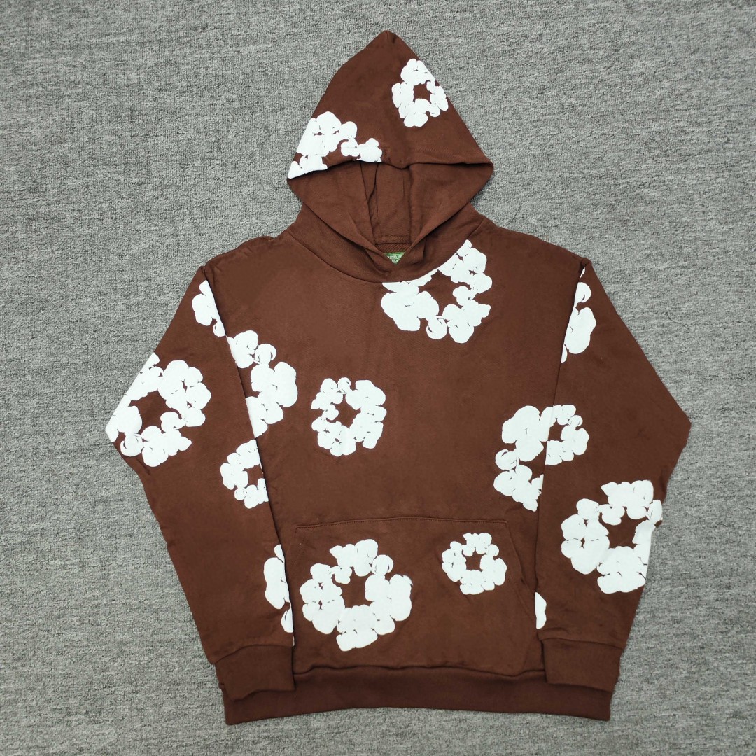 Denim Tears 花环图案发泡印花套头连帽卫衣 外套 棕色 B0 