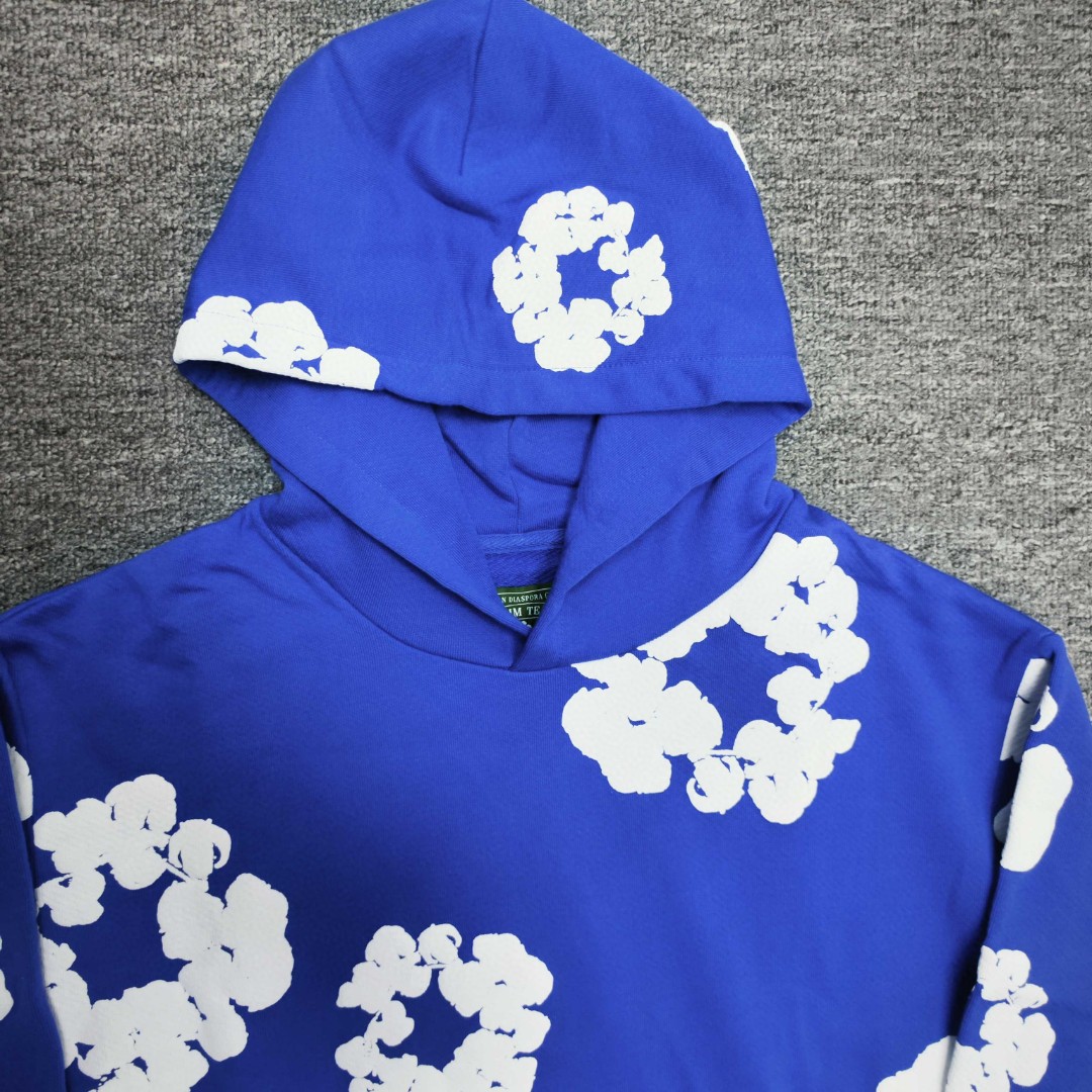 Denim Tears 花环图案发泡印花套头连帽卫衣 外套 蓝色 B0 