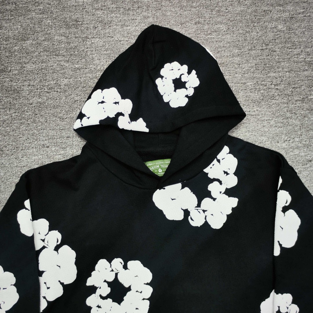 Denim Tears 花环图案发泡印花套头连帽卫衣 外套 黑色 B0 