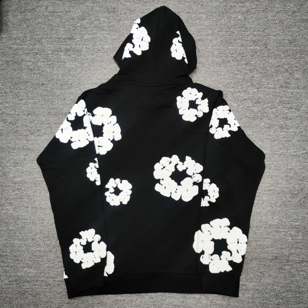 Denim Tears 花环图案发泡印花套头连帽卫衣 外套 黑色 B0 