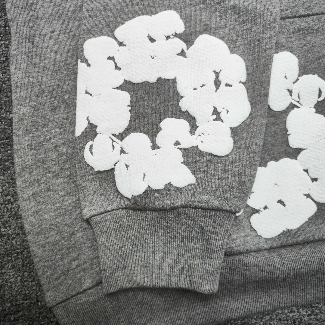 Sp5der 花环图案发泡印花套头连帽卫衣 外套 灰色 B0 