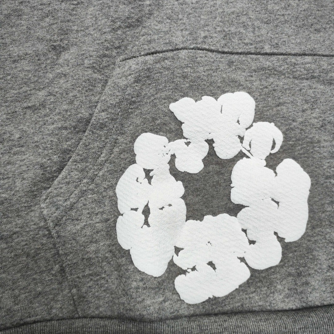 Sp5der 花环图案发泡印花套头连帽卫衣 外套 灰色 B0 