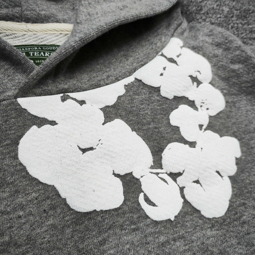 Sp5der 花环图案发泡印花套头连帽卫衣 外套 灰色 B0 