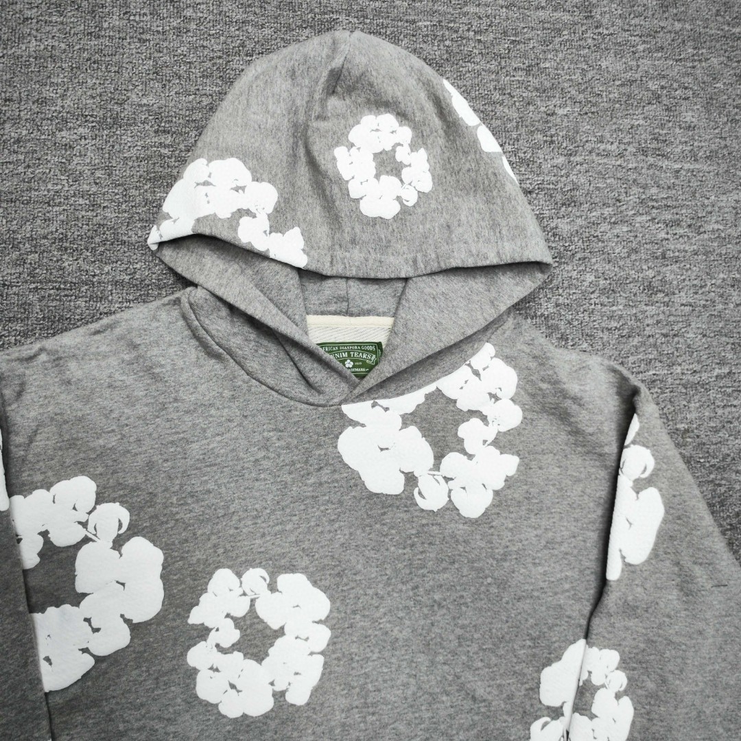 Sp5der 花环图案发泡印花套头连帽卫衣 外套 灰色 B0 