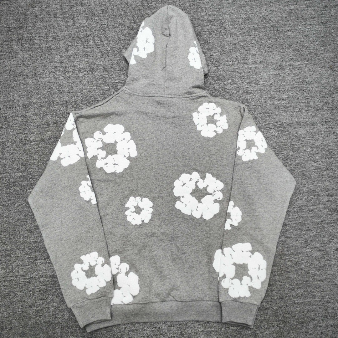 Sp5der 花环图案发泡印花套头连帽卫衣 外套 灰色 B0 