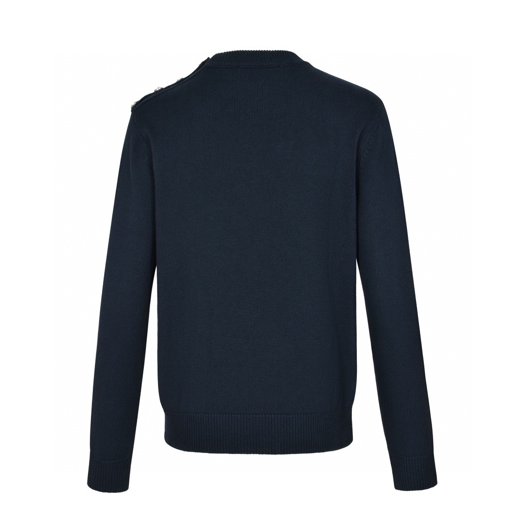 LOUIS VUITTON 路易威登 海螺刺绣钻饰圆领毛衣 针织衫 长袖 海军蓝 B0 1AFQQ3