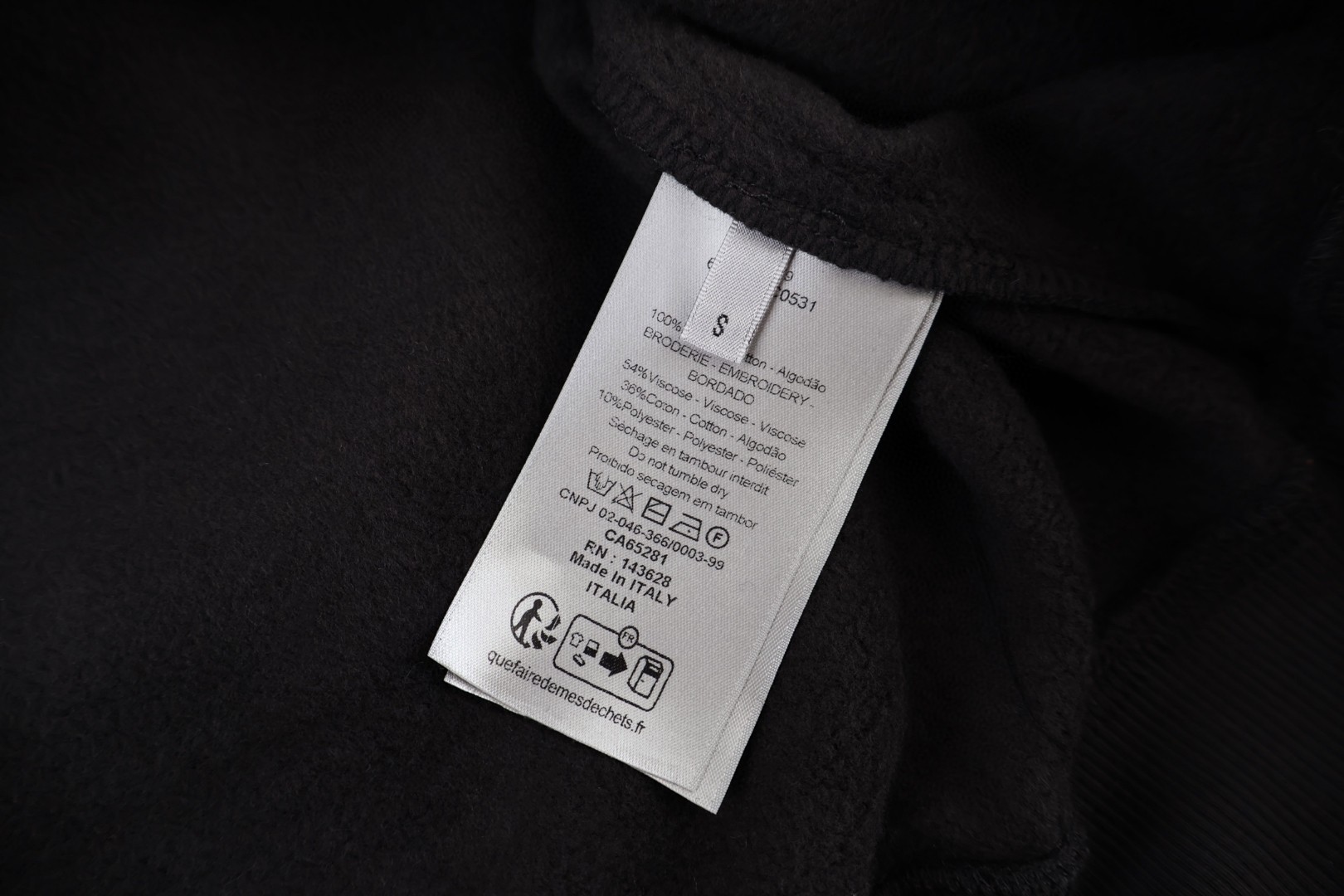 DIOR 迪奥 刺绣抓绒连帽卫衣 外套 长袖 黑色 B0 613J691C0531-C889