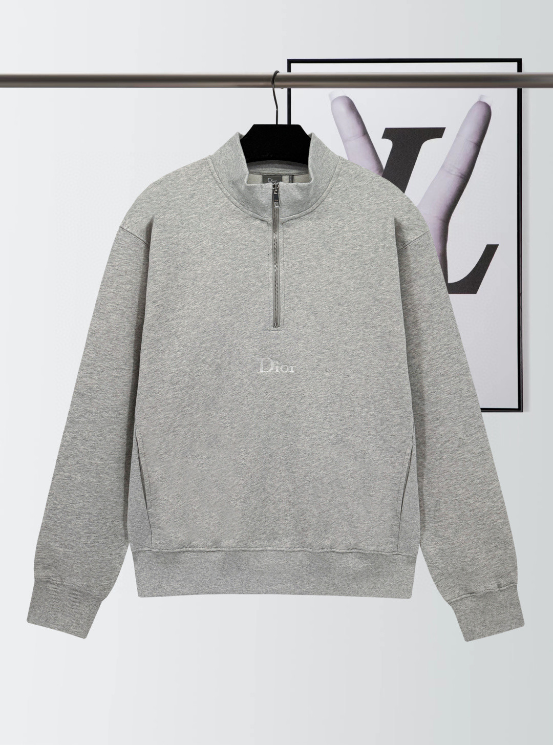 DIOR 迪奥 字母logo印花半拉链立领卫衣 外套 长袖 蓝色 绿色 灰色 B0 683J605A3035-C680