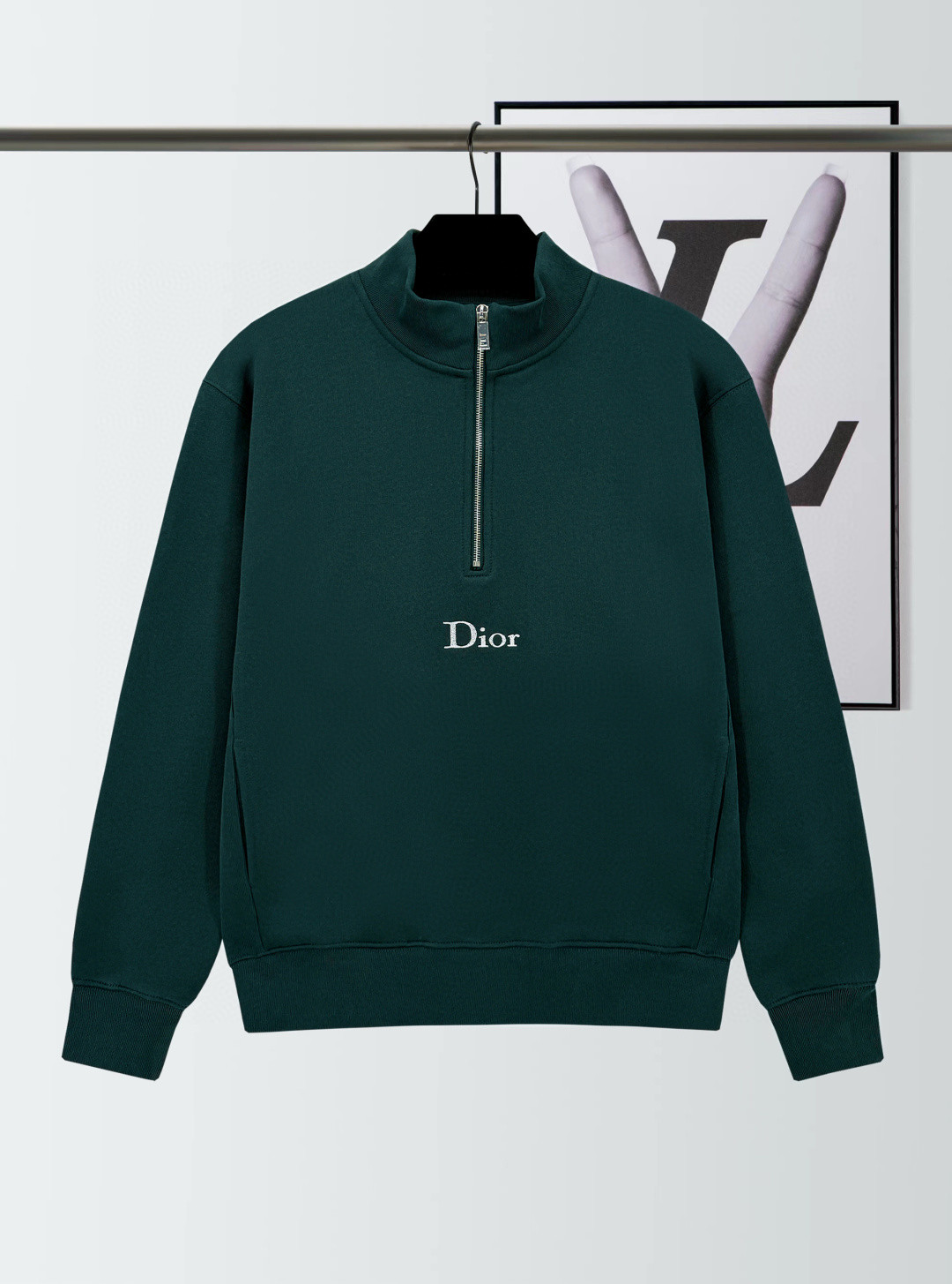 DIOR 迪奥 字母logo印花半拉链立领卫衣 外套 长袖 蓝色 绿色 灰色 B0 683J605A3035-C680