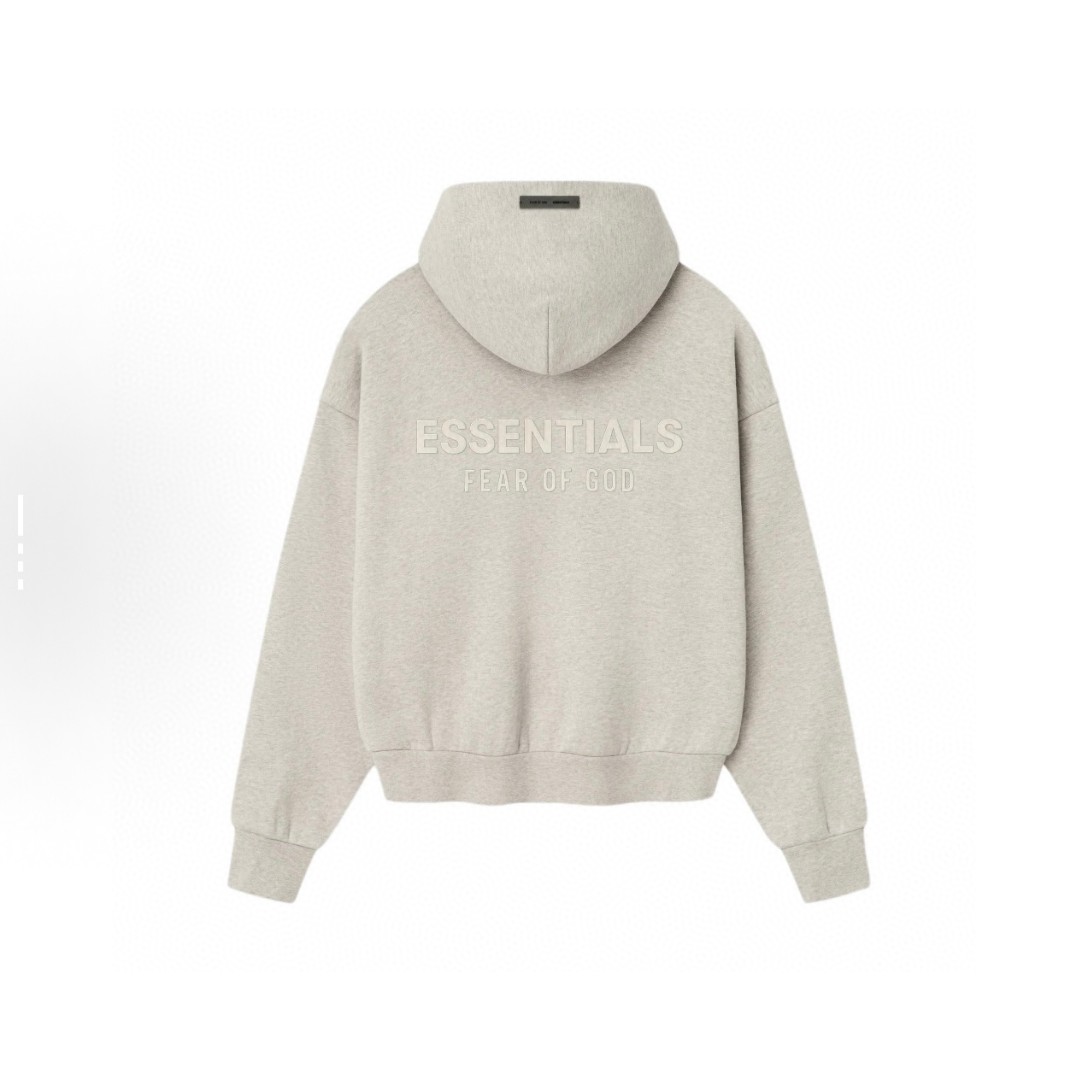 Fear of God Essentials 徽标字母后背印花 抓绒 套头连帽卫衣 帽衫 外套 燕麦灰 卡其色 灰色 黑色