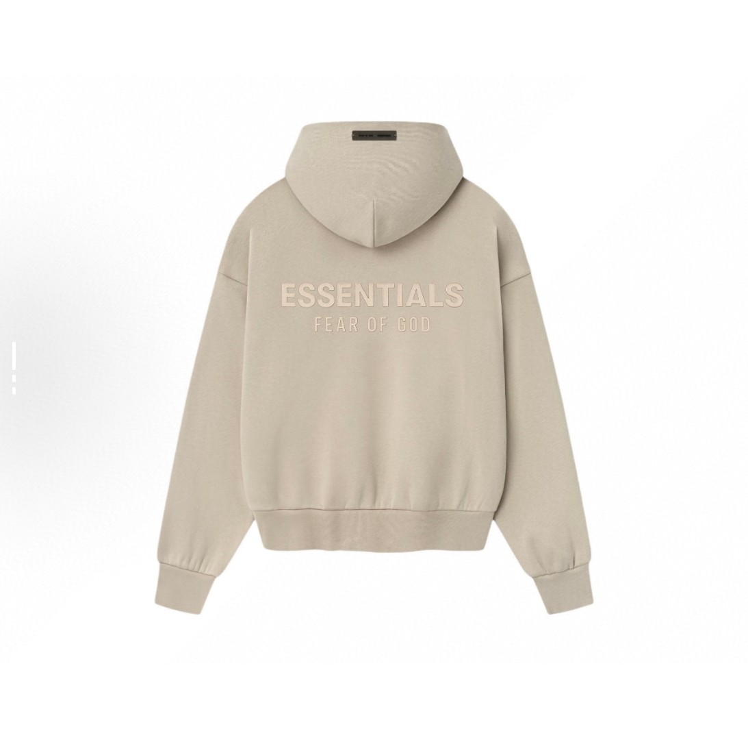 Fear of God Essentials 徽标字母后背印花 抓绒 套头连帽卫衣 帽衫 外套 燕麦灰 卡其色 灰色 黑色