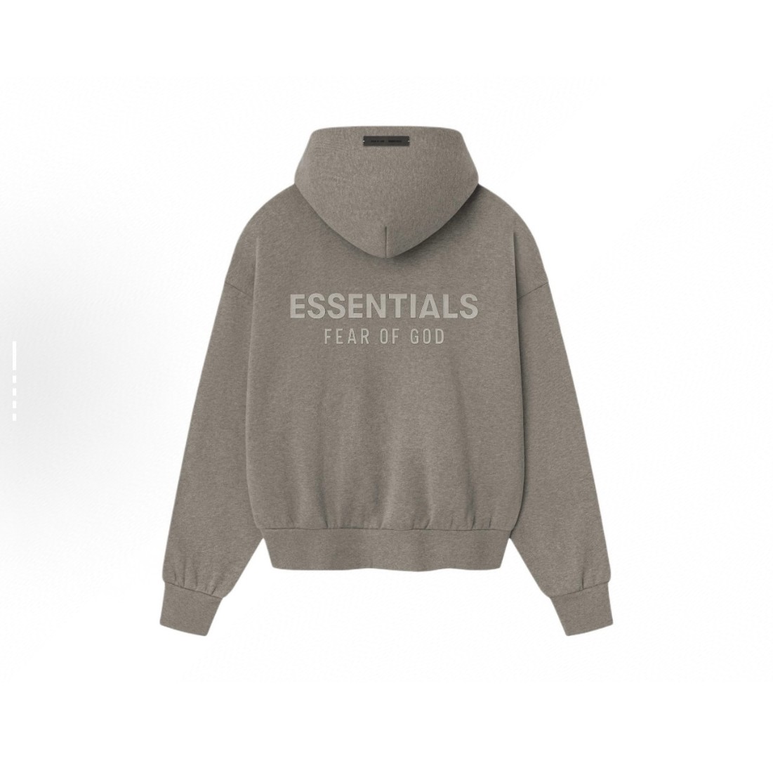 Fear of God Essentials 徽标字母后背印花 抓绒 套头连帽卫衣 帽衫 外套 燕麦灰 卡其色 灰色 黑色