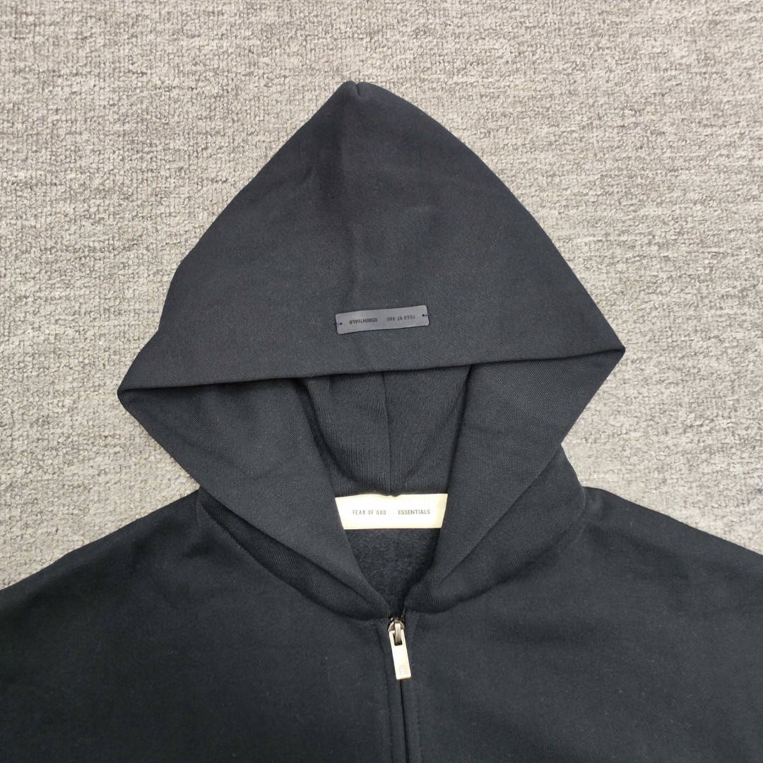 Fear of God Essentials 徽标字母后背印花 抓绒 拉链连帽卫衣 帽衫 外套 卡其色 燕麦棕 黑色 灰色