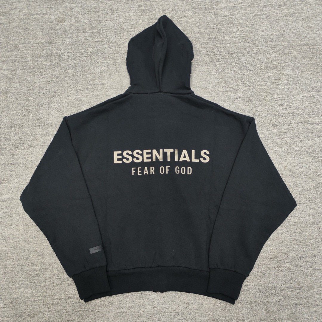 Fear of God Essentials 徽标字母后背印花 抓绒 拉链连帽卫衣 帽衫 外套 卡其色 燕麦棕 黑色 灰色