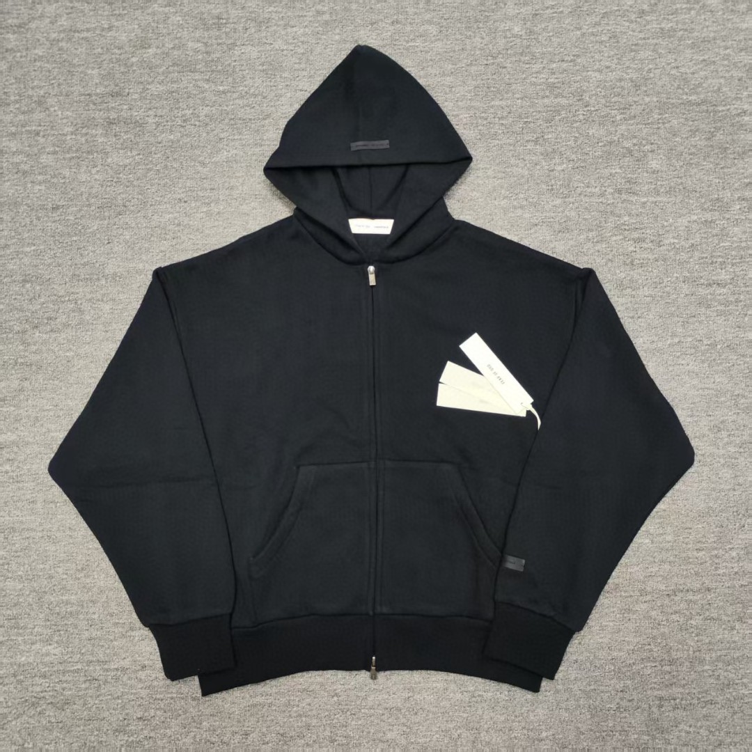 Fear of God Essentials 徽标字母后背印花 抓绒 拉链连帽卫衣 帽衫 外套 卡其色 燕麦棕 黑色 灰色