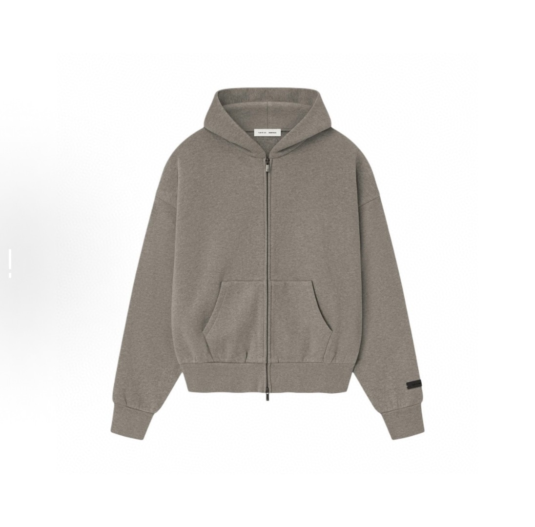 Fear of God Essentials 徽标字母后背印花 抓绒 拉链连帽卫衣 帽衫 外套 卡其色 燕麦棕 黑色 灰色