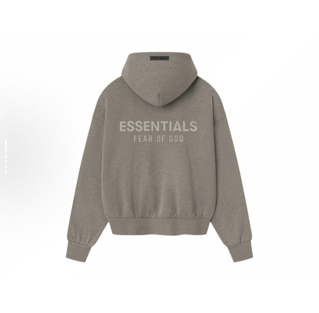 Fear of God Essentials 徽标字母后背印花 抓绒 拉链连帽卫衣 帽衫 外套 卡其色 燕麦棕 黑色 灰色