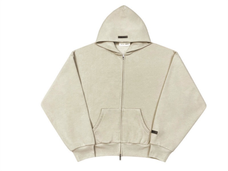 Fear of God Essentials 徽标字母后背印花 抓绒 拉链连帽卫衣 帽衫 外套 卡其色 燕麦棕 黑色 灰色
