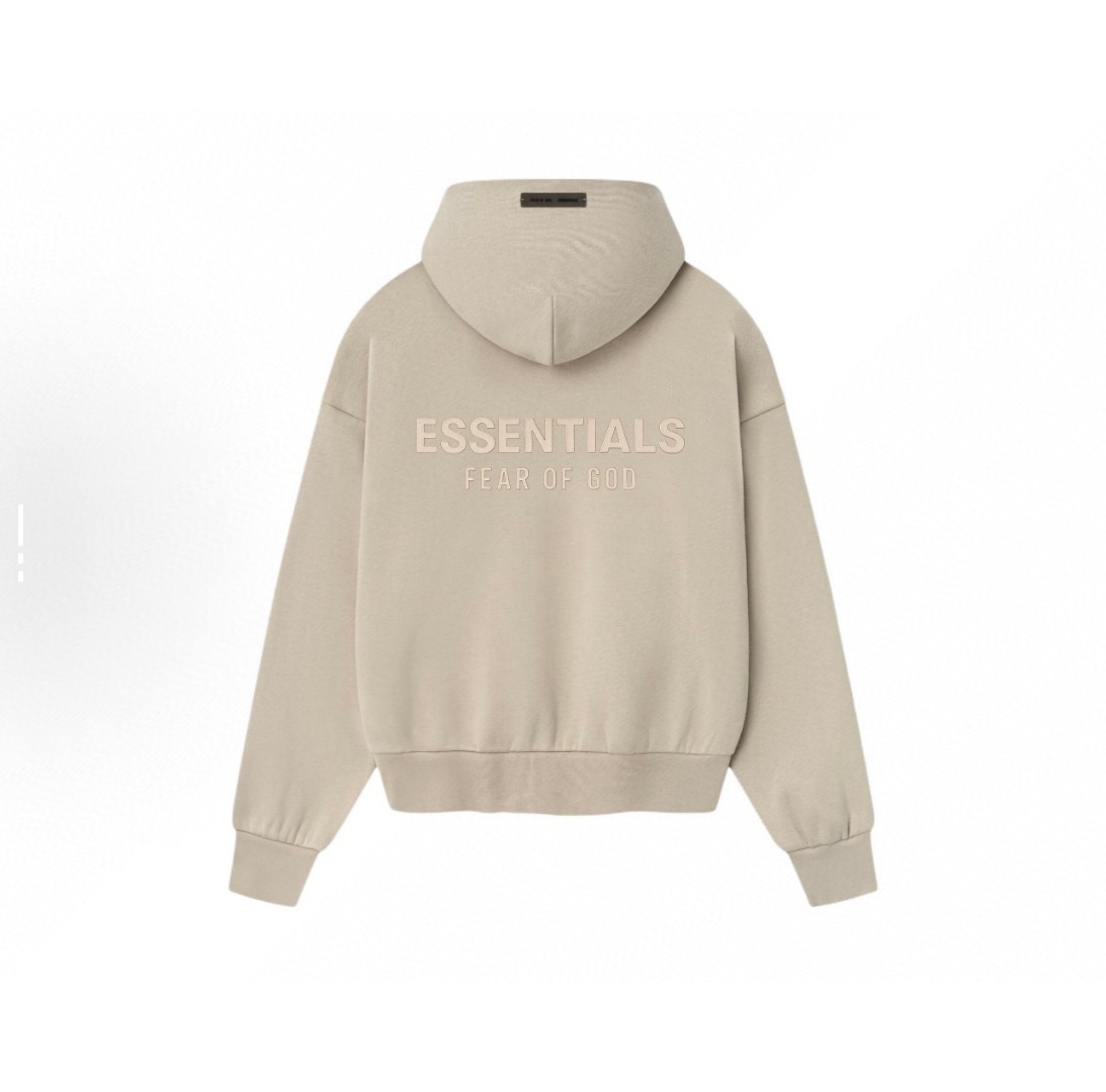 Fear of God Essentials 徽标字母后背印花 抓绒 拉链连帽卫衣 帽衫 外套 卡其色 燕麦棕 黑色 灰色