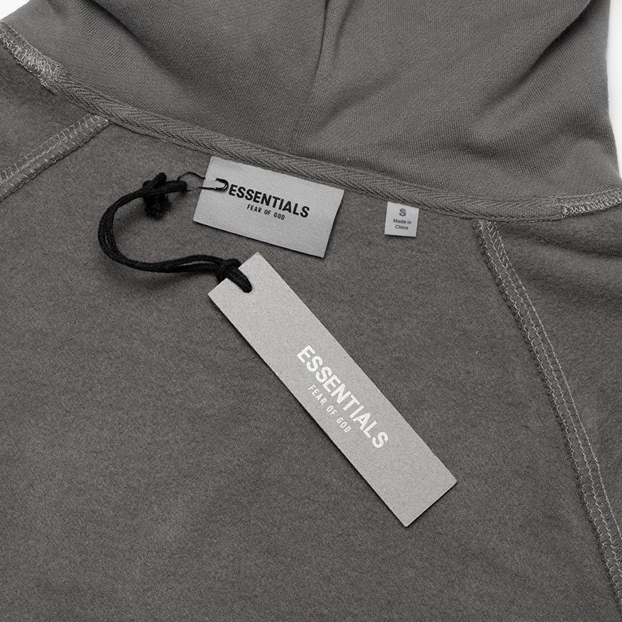 Fear of God Essentials 压胶字母印花 抓绒 套头连帽卫衣 帽衫 外套 灰色 黑色 