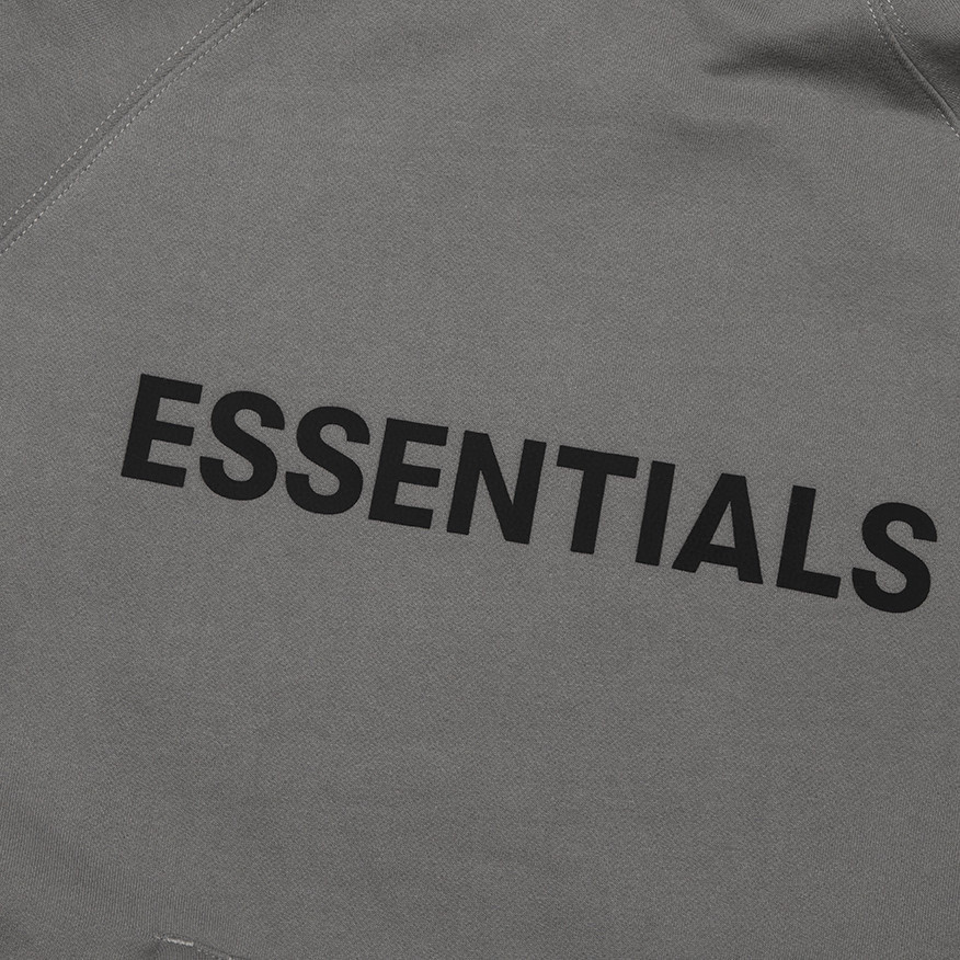 Fear of God Essentials 压胶字母印花 抓绒 套头连帽卫衣 帽衫 外套 灰色 黑色 