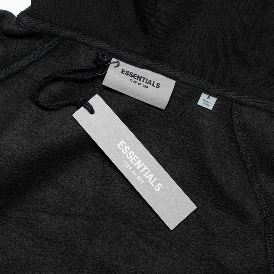 Fear of God Essentials 压胶字母印花 抓绒 套头连帽卫衣 帽衫 外套 灰色 黑色 