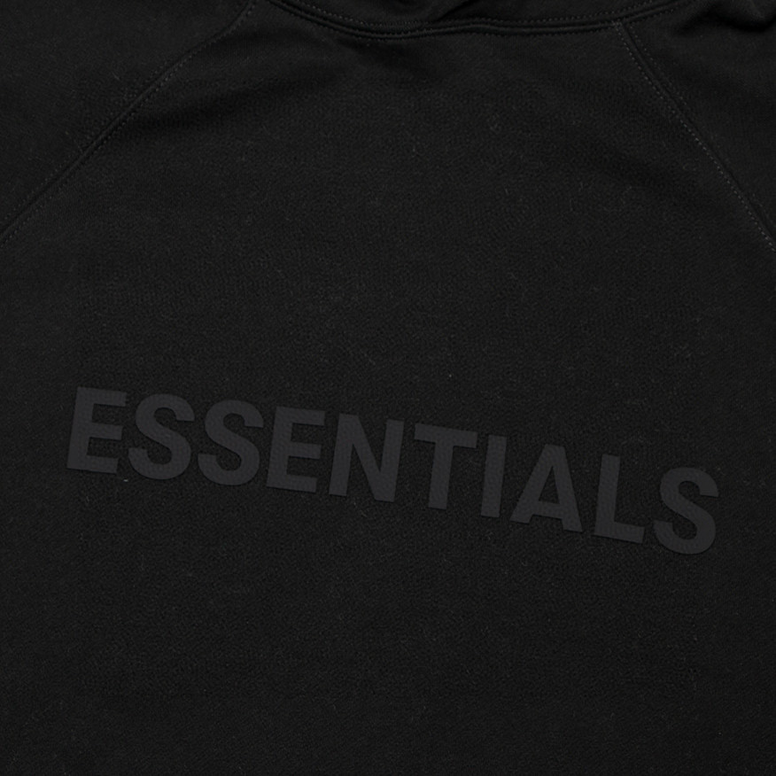 Fear of God Essentials 压胶字母印花 抓绒 套头连帽卫衣 帽衫 外套 灰色 黑色 