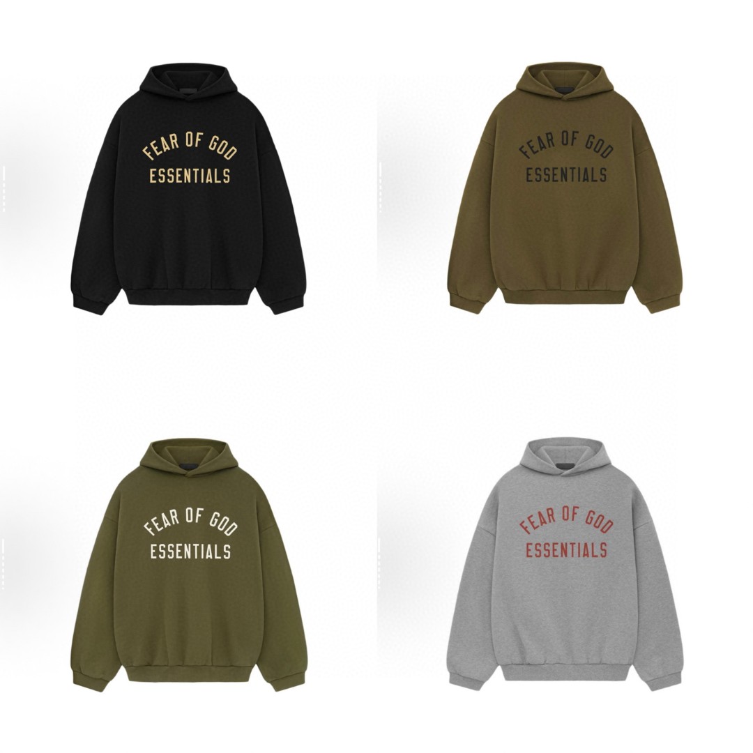 Fear of God Essentials 字母印花 套头连帽卫衣 帽衫 外套 橄榄绿 灰色 黑色 绿色