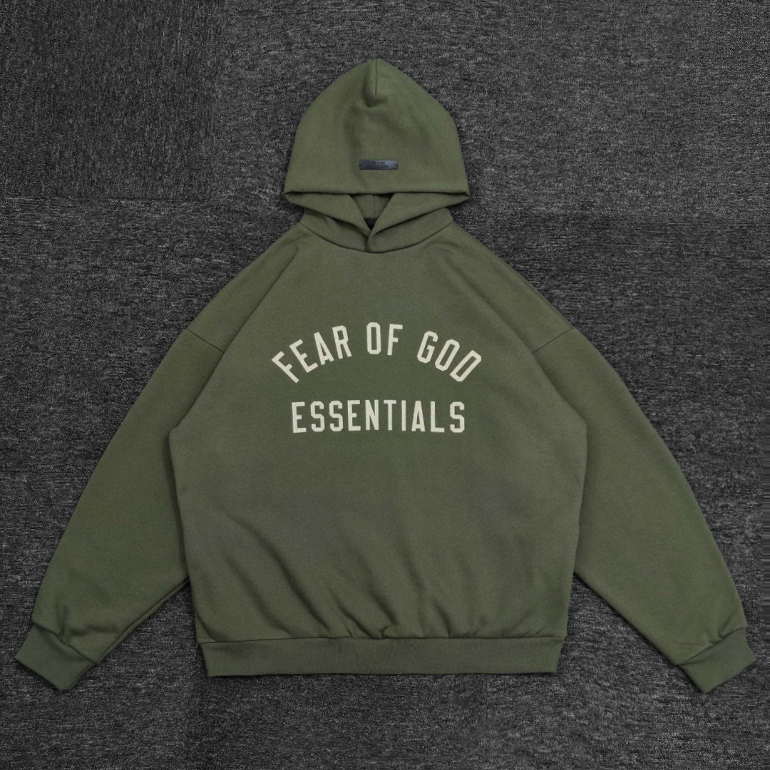 Fear of God Essentials 字母印花 套头连帽卫衣 帽衫 外套 橄榄绿 灰色 黑色 绿色