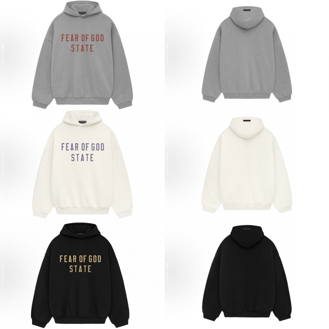 Fear of God Essentials fear of god state 字母印花 套头连帽卫衣 帽衫 外套 白色 黑色 灰色