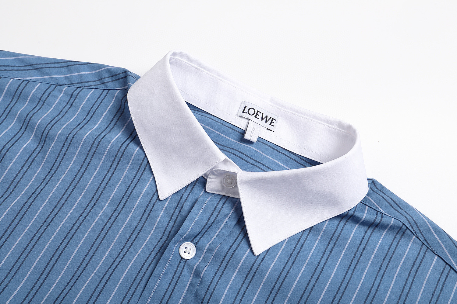 LOEWE 罗意威 条纹拼色刺绣Logo衬衫 外套 长袖 蓝色 A5 H526Y05X26-5900