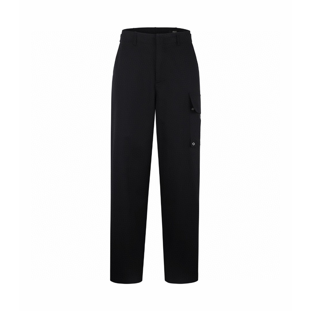 Fendi 芬迪 华达呢拉链贴袋工装裤 长裤 裤子 休闲裤 灰色 黑色 B0 FB1091AQMVF0QA1