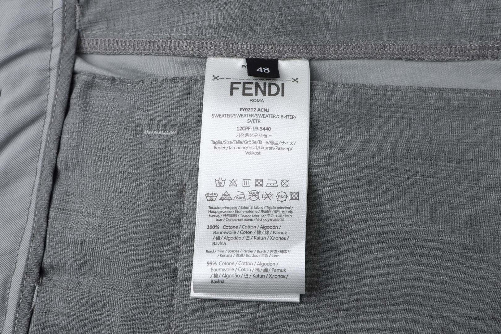 Fendi 芬迪 华达呢拉链贴袋工装裤 长裤 裤子 休闲裤 灰色 黑色 B0 FB1091AQMVF0QA1