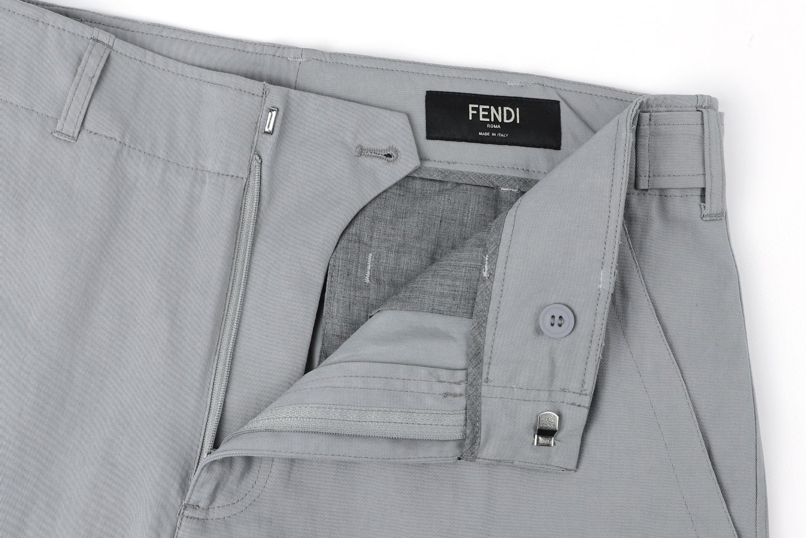 Fendi 芬迪 华达呢拉链贴袋工装裤 长裤 裤子 休闲裤 灰色 黑色 B0 FB1091AQMVF0QA1