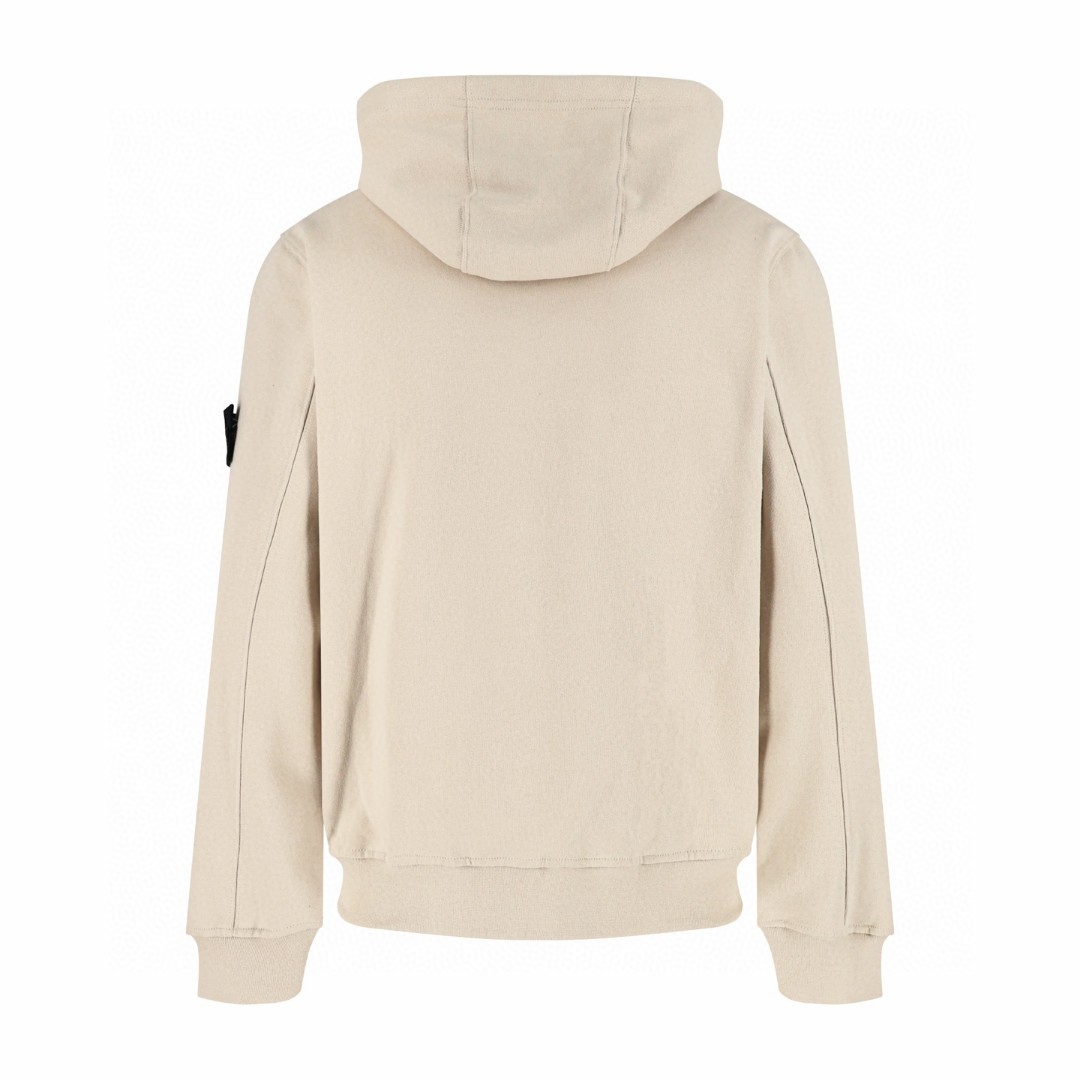 STONE ISLAND 石头岛 袖口徽标拉链连帽卫衣 抓绒 长袖 外套 杏色 B0 771564220-V0090