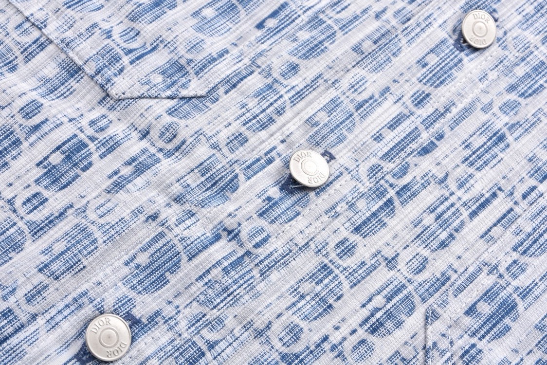 DIOR 迪奥 满印提花牛仔衬衫 外套 长袖 蓝色 B0 013D585BY989-C580