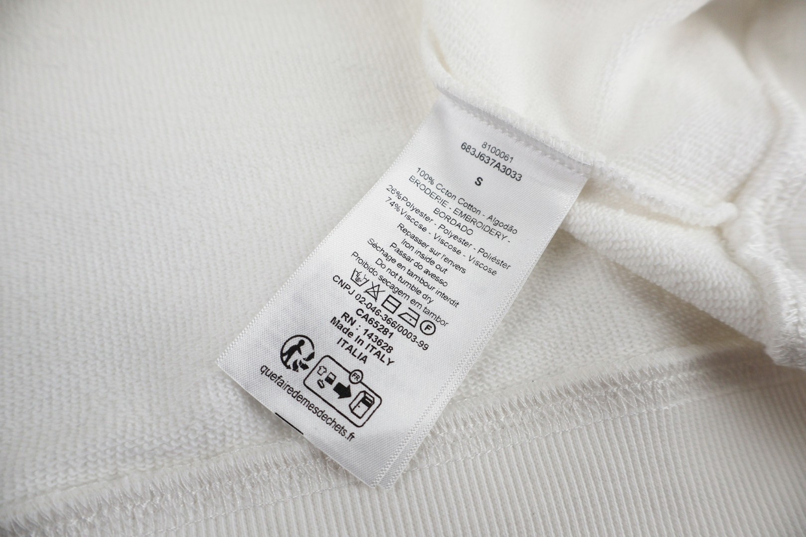 DIOR 迪奥 四叶草刺绣套头卫衣 外套 长袖 白色 A7 683J637A3033-C086