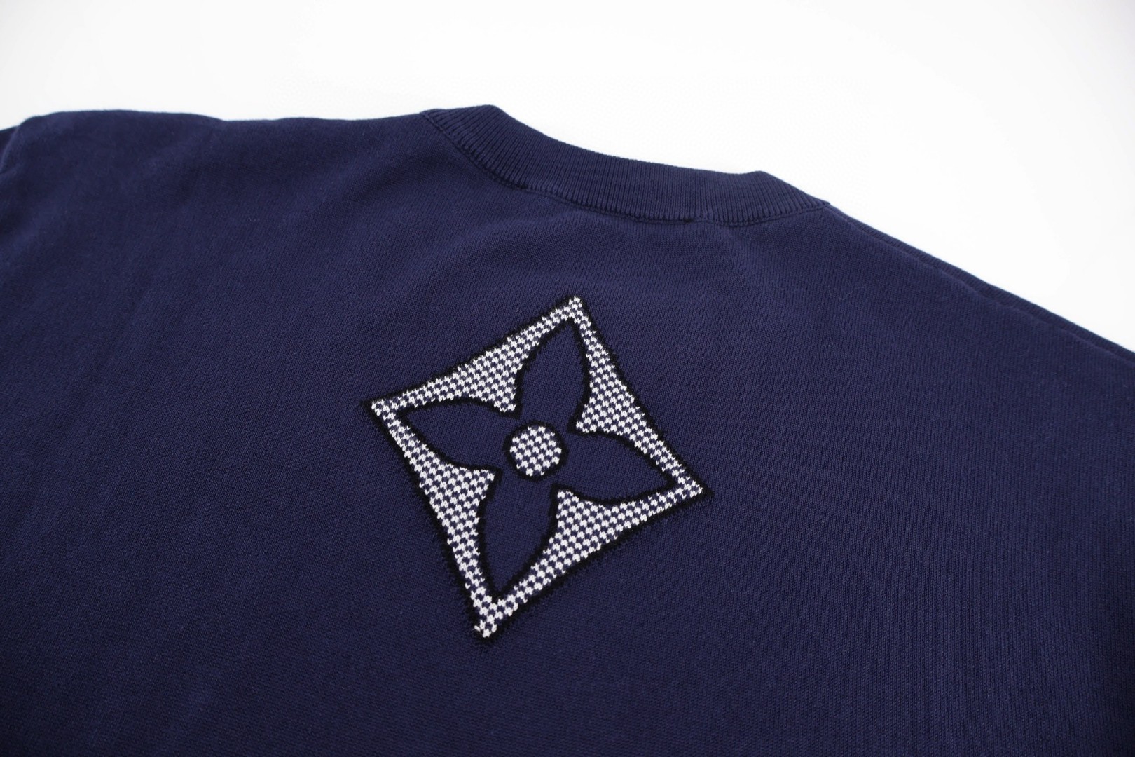 LOUIS VUITTON 路易威登 老花嵌花针织短袖 T恤 深蓝 A5 1AJBW9