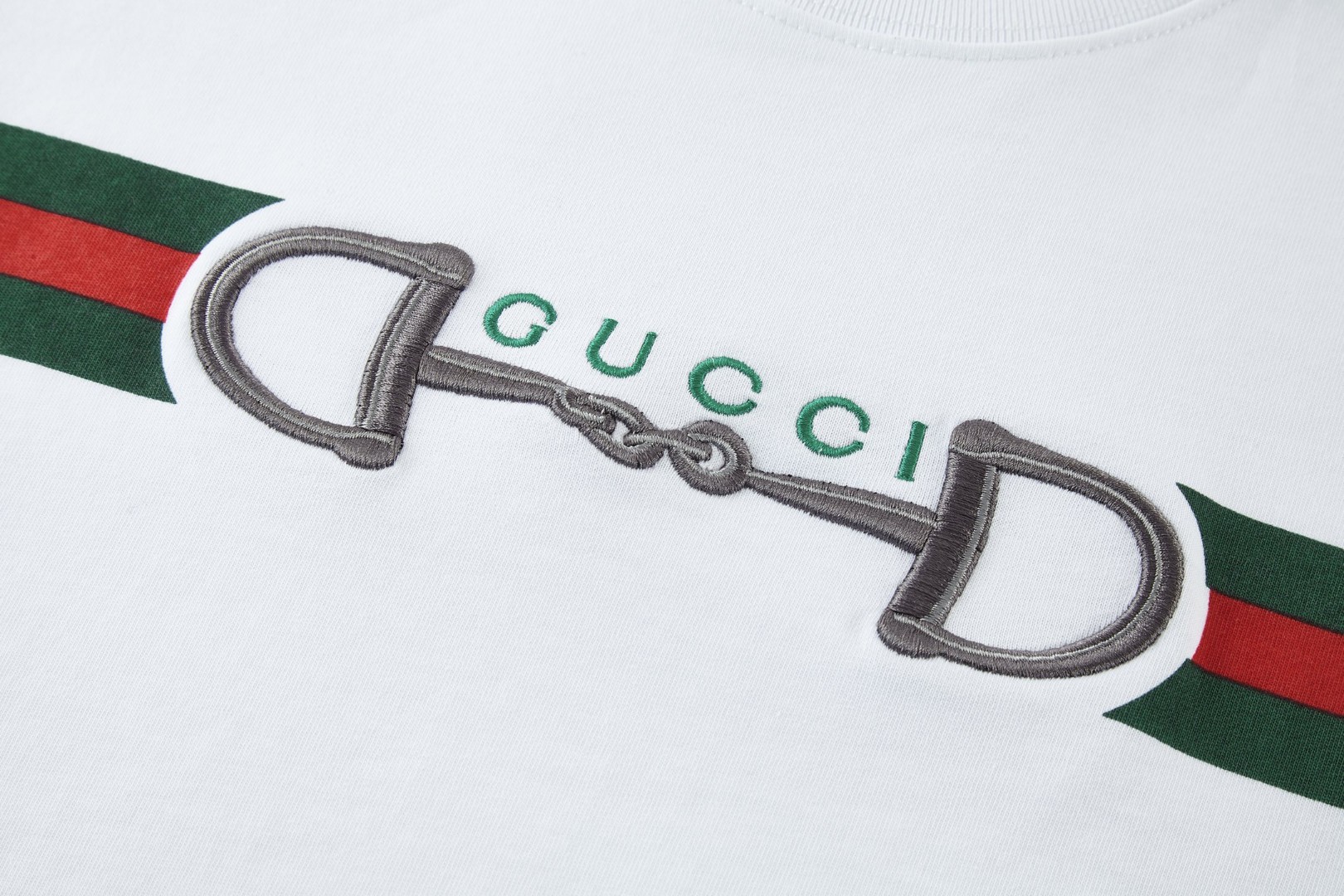 GUCCI 古驰 马蹄扣印花刺绣圆领短袖T恤 夏季 白色 A0 855021-XJHOJ-9051