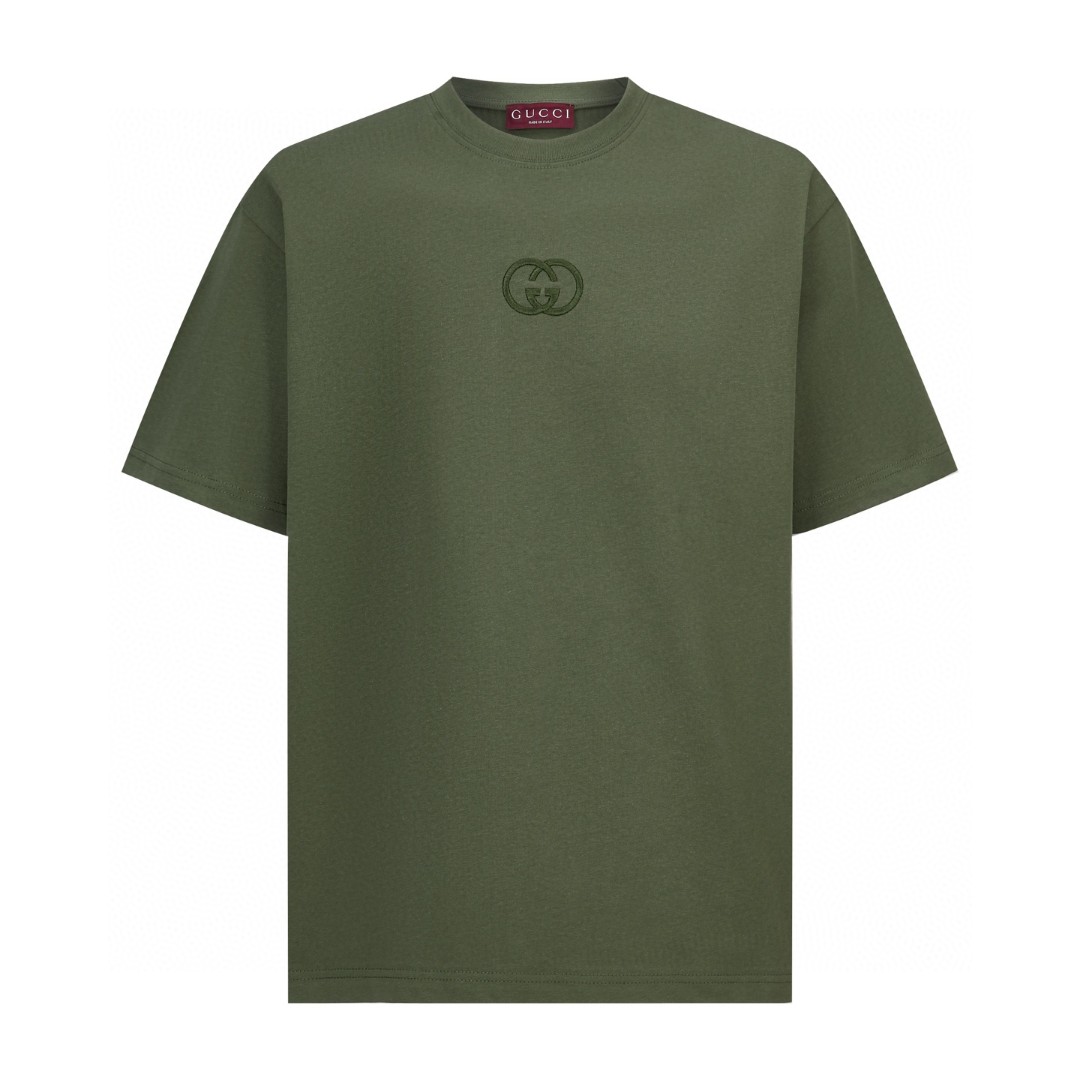 GUCCI 古驰 刺绣双G圆领短袖T恤 夏季 黑色 绿色 A0 854394-XJHN0-1043