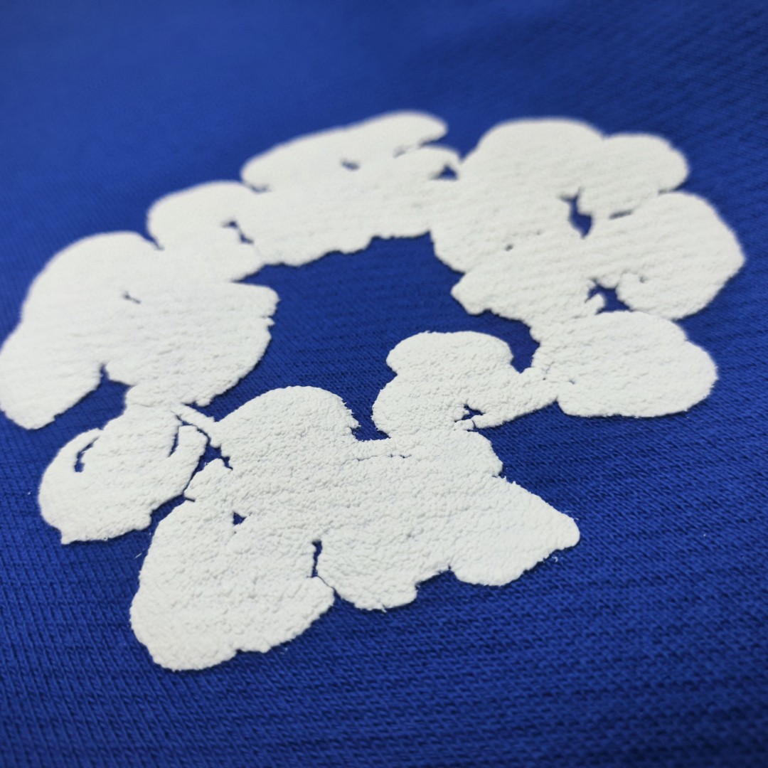 Denim Tears 花环图案发泡印花 松紧腰运动裤 休闲裤 裤子 长裤 蓝色