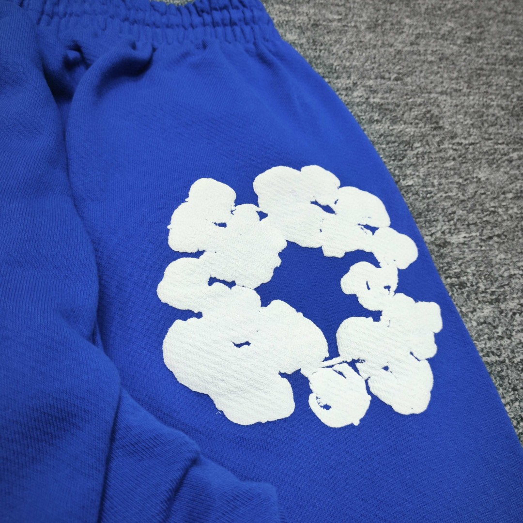 Denim Tears 花环图案发泡印花 松紧腰运动裤 休闲裤 裤子 长裤 蓝色