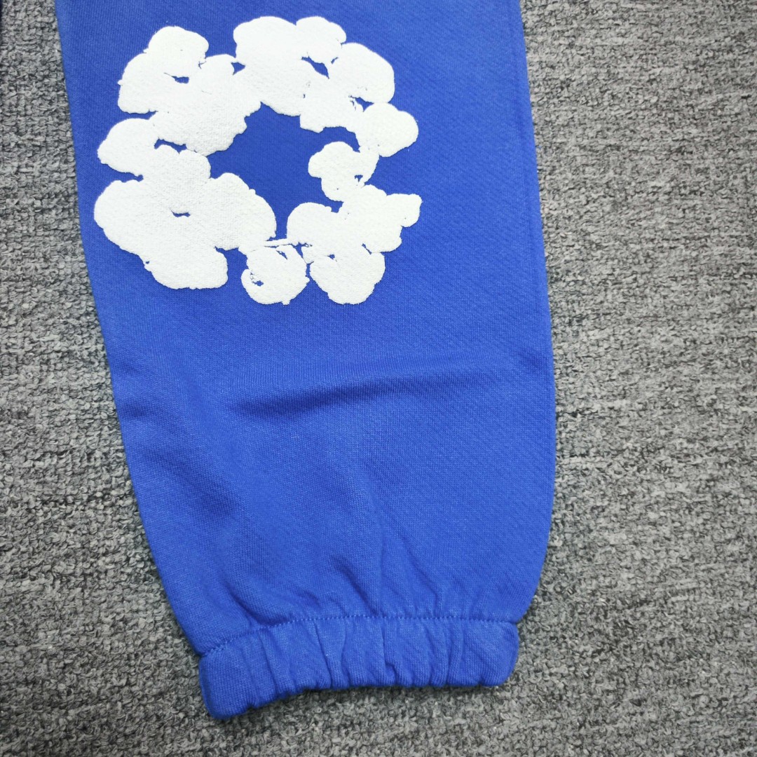 Denim Tears 花环图案发泡印花 松紧腰运动裤 休闲裤 裤子 长裤 蓝色