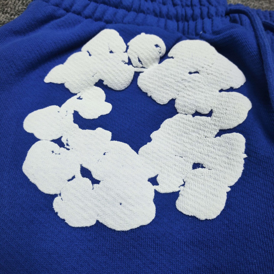 Denim Tears 花环图案发泡印花 松紧腰运动裤 休闲裤 裤子 长裤 蓝色